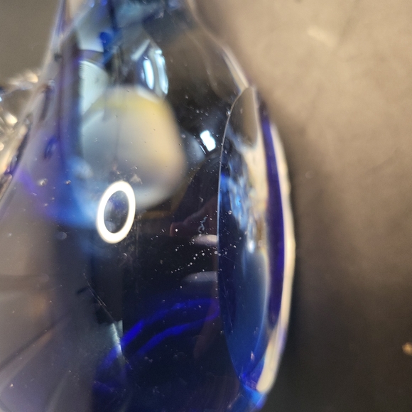 Hand Blown Glass Blue Bird with Gold Flakes - Picture 10 of 10